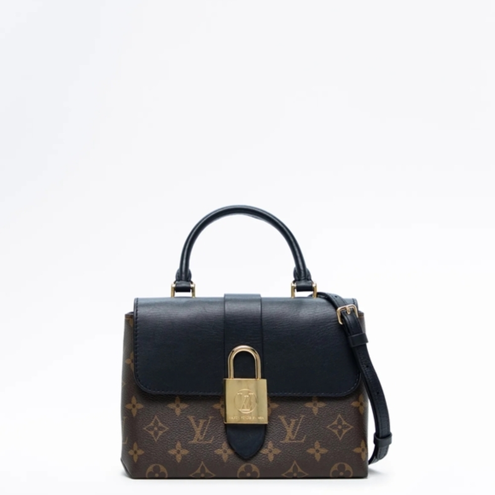 Louis Vuitton Black and Brown Satchel with Gold Accents
